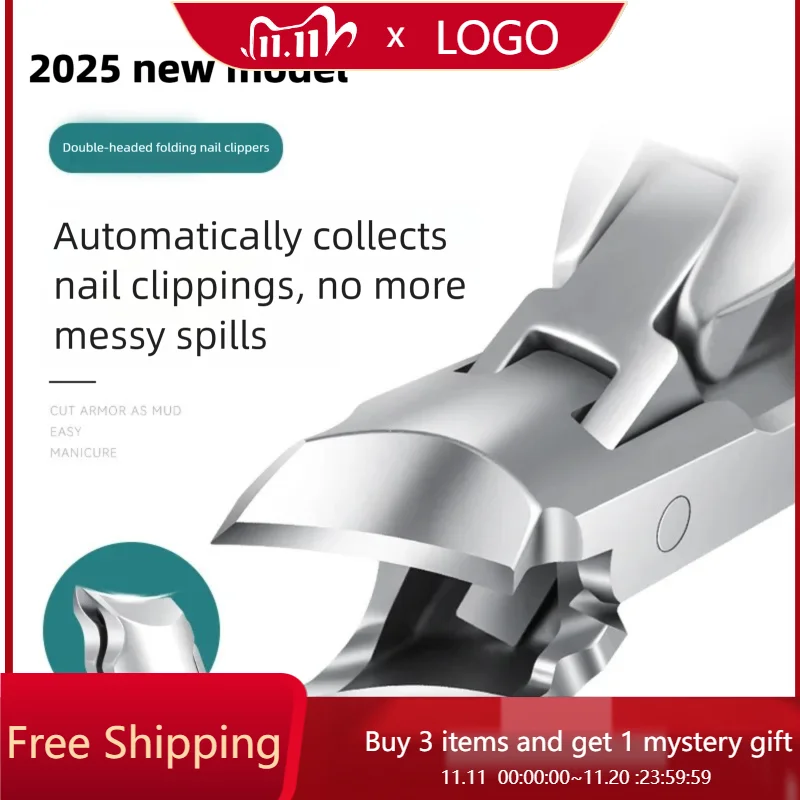 

1pc Portable Folding Double-Headed Large Opening Scissors Nail Clippers New Dual-Use Stainless Steel Nail Clippers Manicure Tool