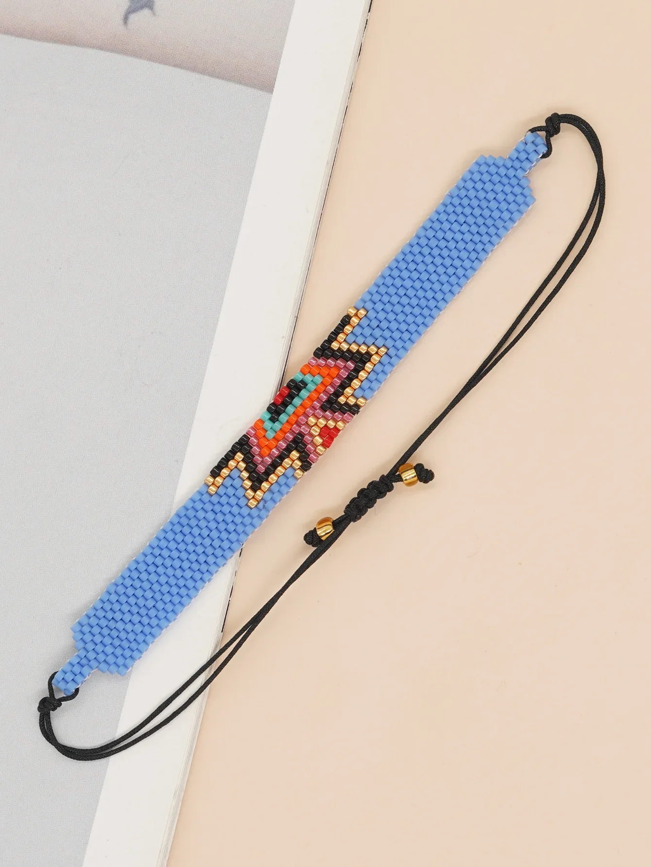 

Браслет из рисовых бусин Bohemia, регулируемый, геометрической формы, разноцветный, ручной работы, в национальном стиле, очень стильный, браслет из бусин.