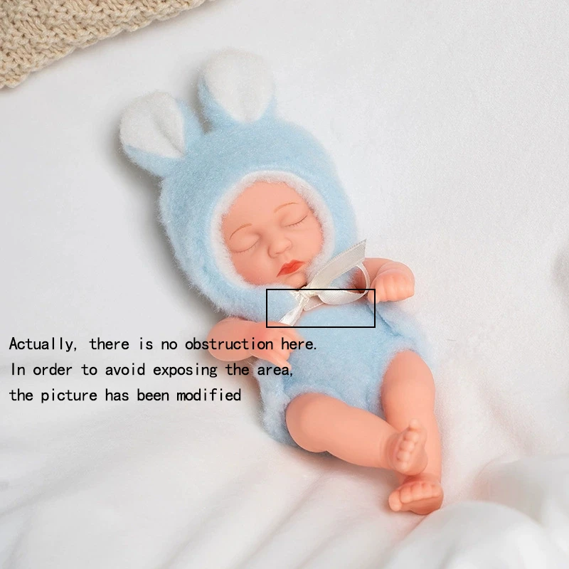 For Baby Doll Plush Rabbit Ear Socks Hats Set Outfit Clothing For 20cm 7inch Mini Reborn Doll Pajamas Triangle Bodysuit Clothe