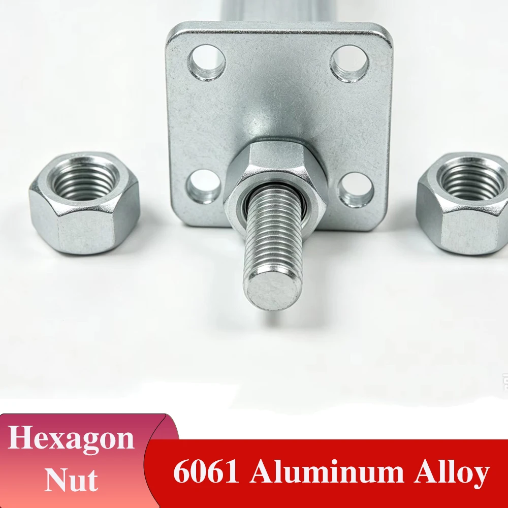 6061 Aluminum Alloy Hex Nuts M2 M3 M4 M5 M6 M10 M12 M14 M20 M24 Hexagon Nut Screw Cap Bolt Cap Fasteners Hardware