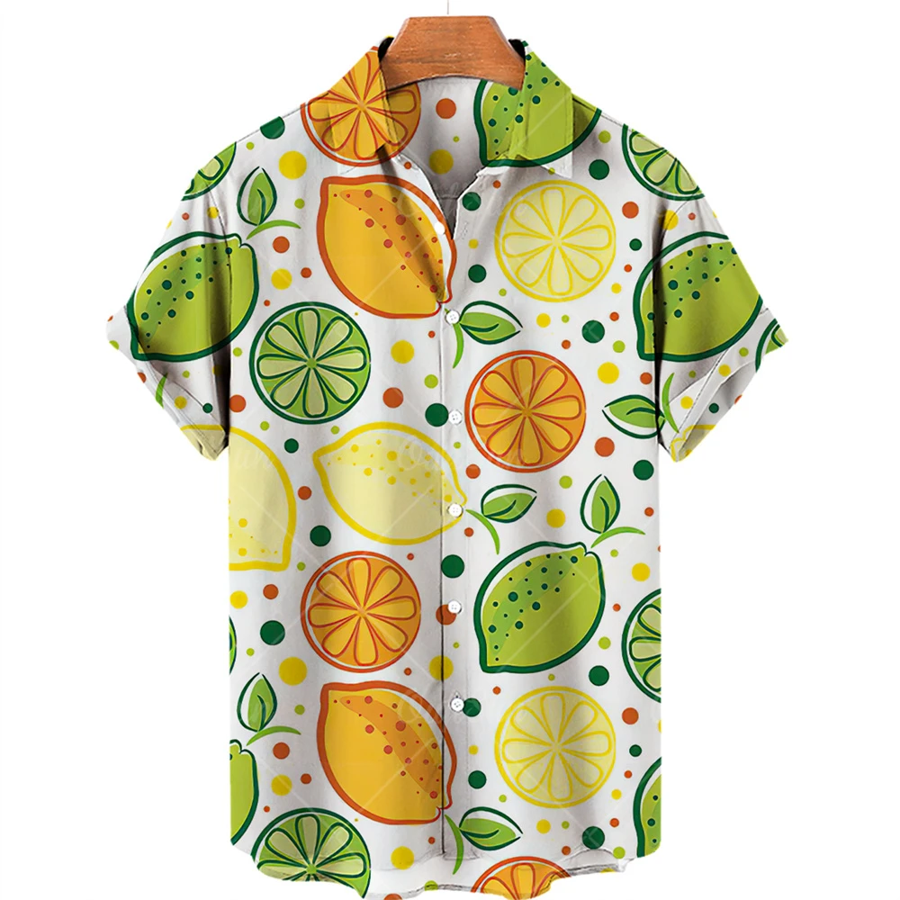 

Vintage Shirt Men Short Sleeve Plus Size 5XL Hawaiian Shirt Casual Quick Dry Fashion Avocado Print Summer Shirt