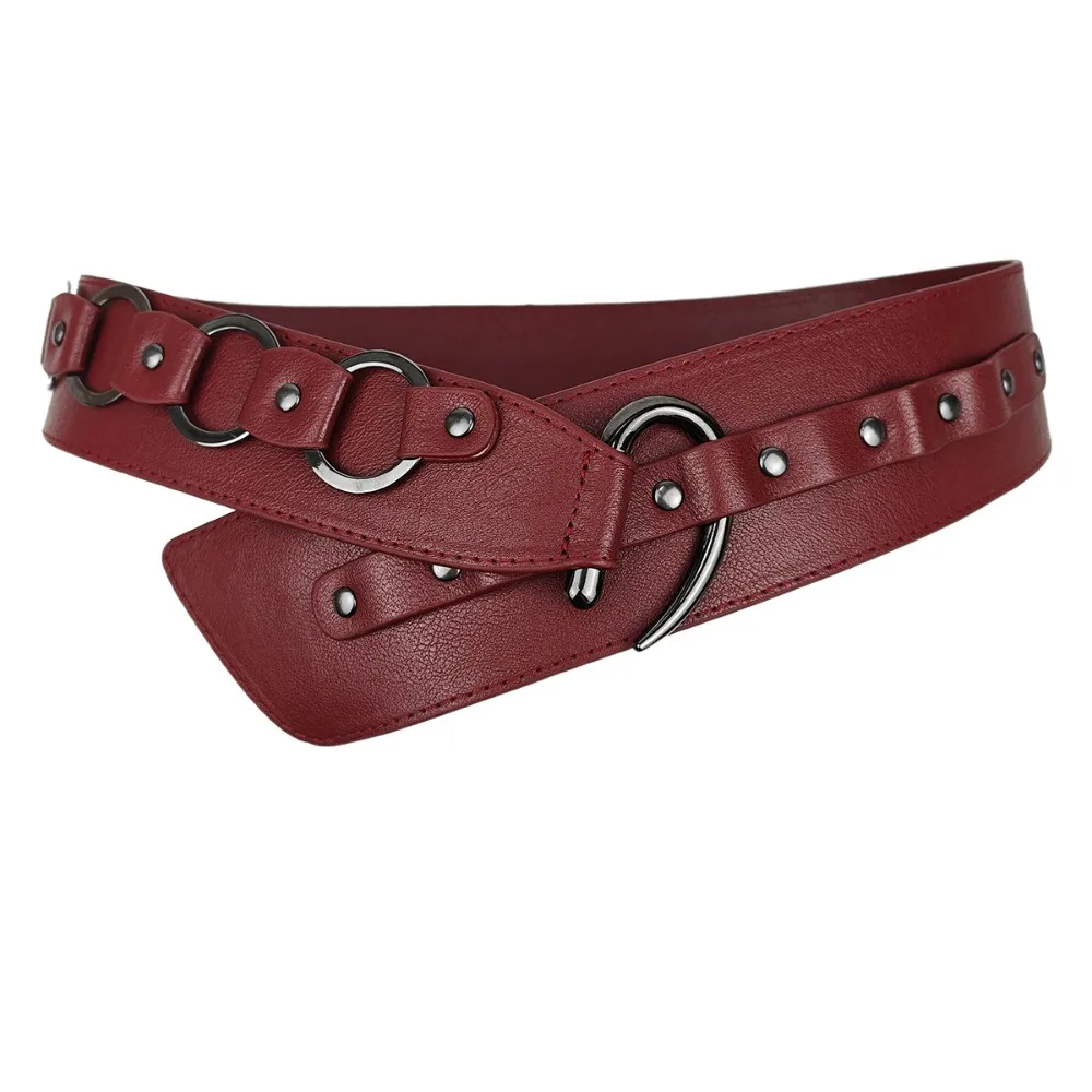 Nowy pasek w stylu vintage punk, uniwersalny pasek ze stopu, modny pasek z łańcuszkiem ze sztucznej skóry, pasek festiwalowy