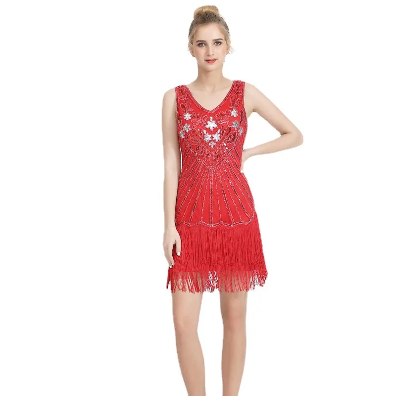 스팽글 태슬 드레스 파티 여성 의류 우아한 여성 드레스