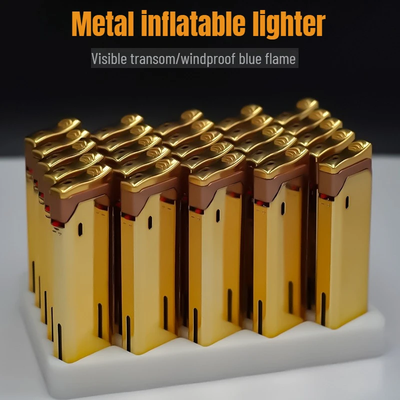 

Metal Shell Direct Impact Windproof Blue Flame Inflatable Lighter Men's Smoking Accessories Cigarette Lighter Factory Wholesale