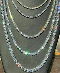 3MM 4MM 5MM 5A Cubic Zirconia CZ Tennis Chain Necklace High Quality Iced Out Bling Hip Hop Men Boy Classic Basic Chains