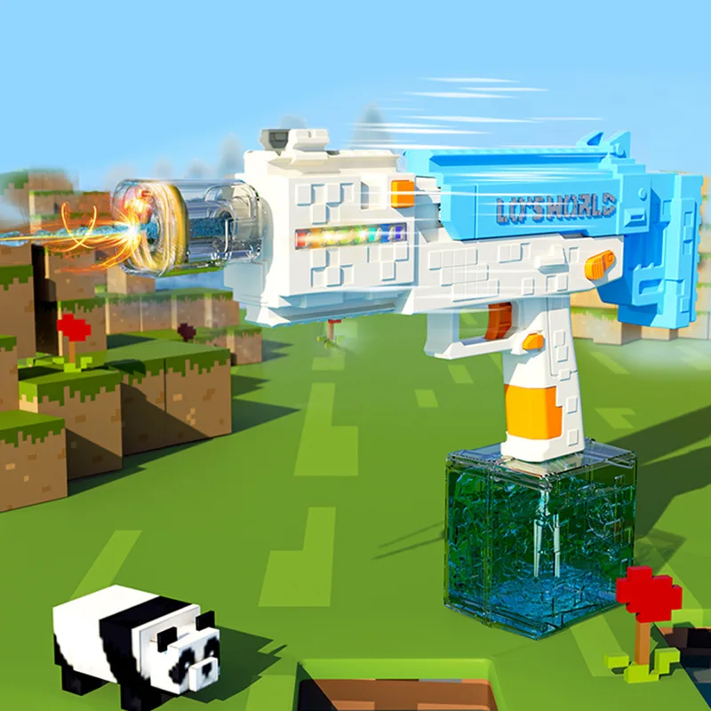 

Модный пиксельный водяной пистолет с помповым механизмом, светящимися элементами, большой емкостью и функцией самозаполнения, летняя уличная игрушка