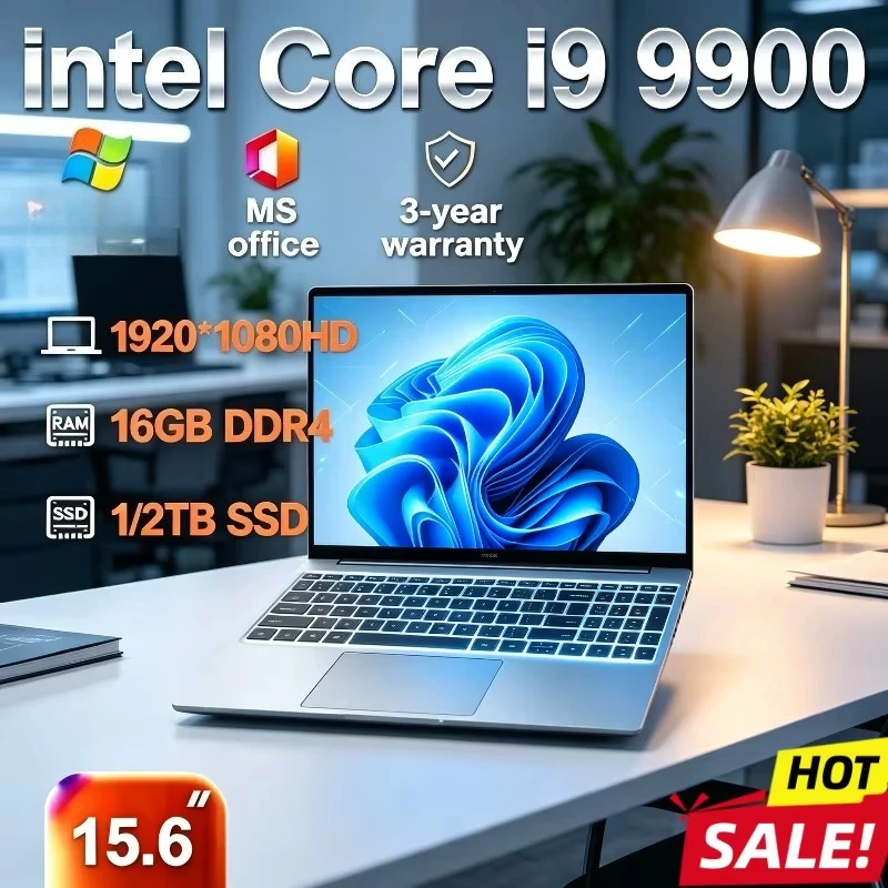 Intel Core i9 9900 2026 Pro New Laptop, for Office Gaming (Notebook PC) 16GB DDR4 1TB/2TB SSD Portable Computer