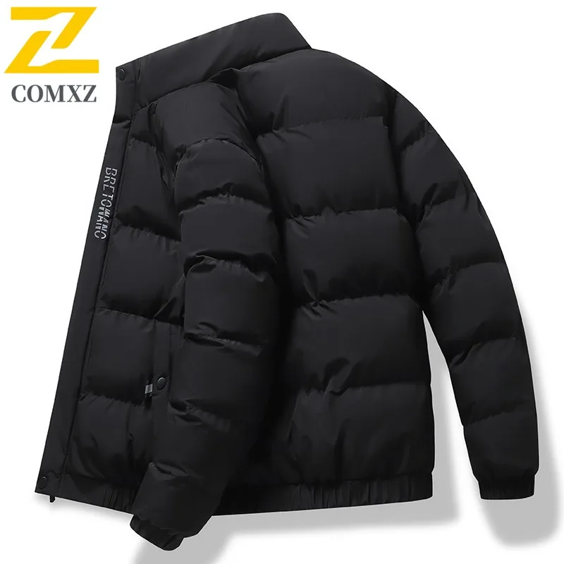 

COMXZ 2025 Men Stand Collar Padded Jacket Winter waterproof windproof Thickened Warm Elderly Grandpa Fashion Outerwear Trendy