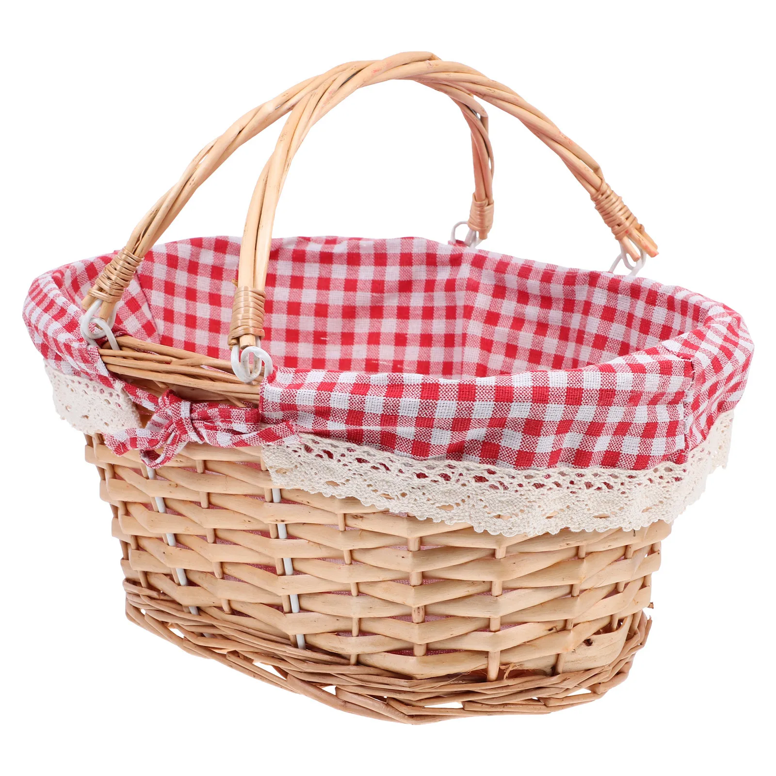 

Picnic Basket Hand-Woven Outdoor Snack Storage Basket Multi-Purpose Woven Container For Fruit Food Vegetable Sundry Organizing