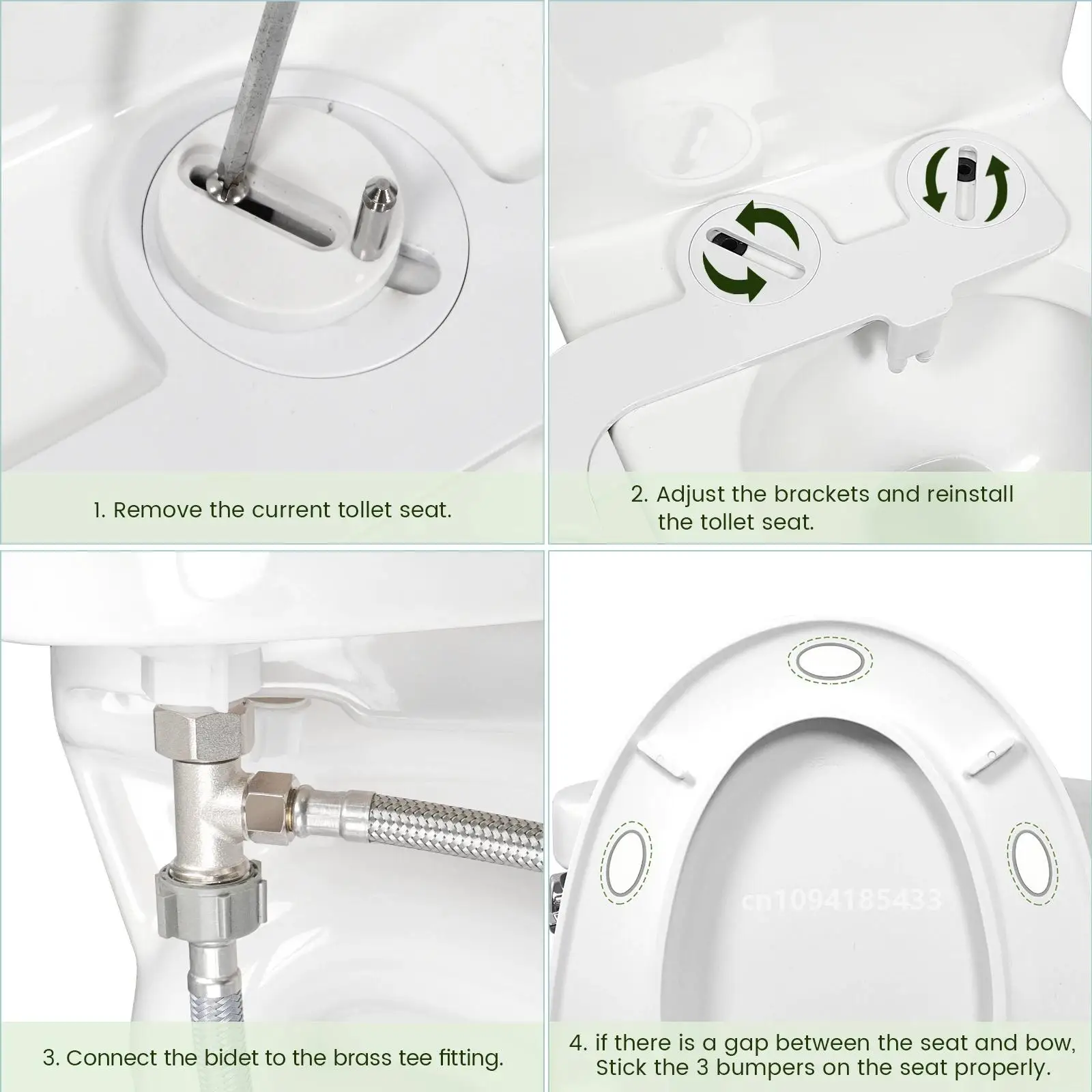 Dual Nozzle Toilet Seat, Bidet Attachment, Japanese Toilet Bottom Cleaning NozzleSelf-CleaningNon-Electric Toilets, shower wc