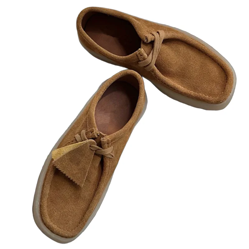 

Withered British Fashion Genuine Leather Handmade Leather Shoes Retro Kangaroo Thick-soled Couple Shoes Casual Sneakers Shoes 35