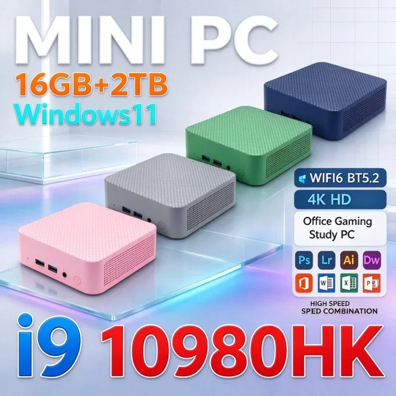 High Speed Compact Mini PC Intel I9 10980HK Windows 11 16GB RAM 1TB/2TB SSD WiFi6 BT5.2 Desktop Host For Office Gaming Home Use