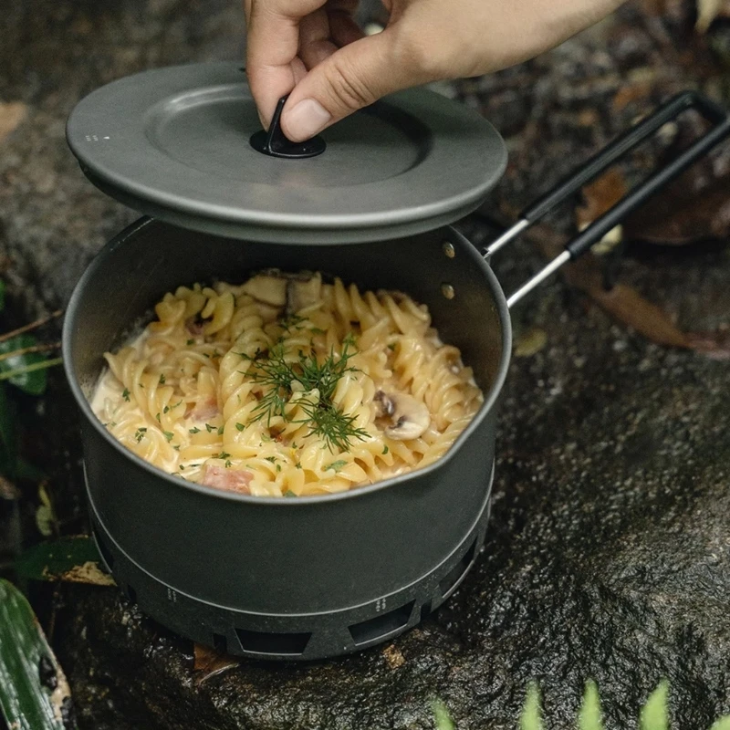 Windproof Outdoor Cooking Pot Heat Exchange Camping Cooking Pot Replacement Light Weight Camping Cookware Easy to Use 24BD