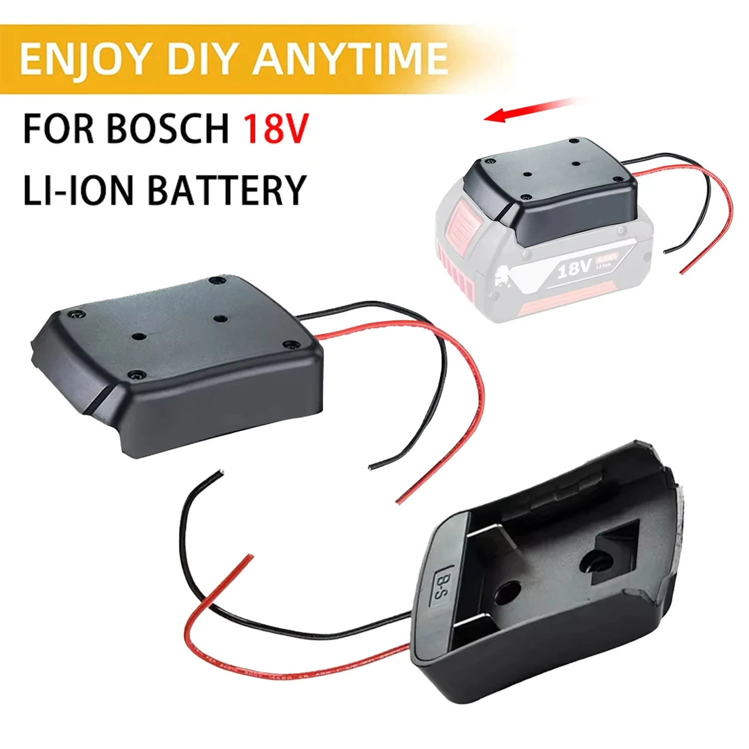 1pcs Battery Adapter for Bosch 18V Li-ion Battery,Power Wheels Adapter Connector Dock 14 AWG Wires for Bosch BAT609 BAT618G