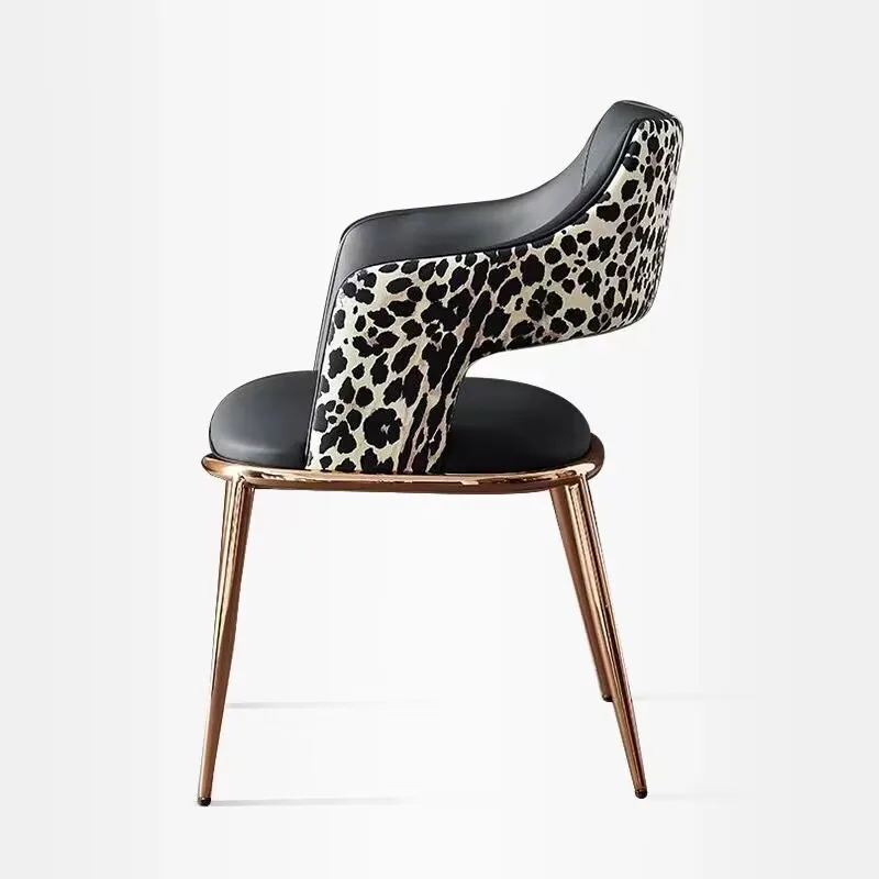 Living Room Chairs Armchair Furniture Italian Designer Chair Leopard Print Stainless Steel Chair Luxury Dining Chair Leisure Cha