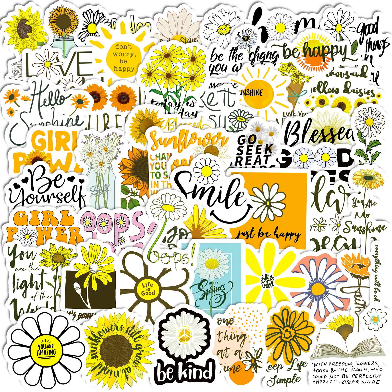 

50Pcs Cartoon Sunflower Series Graffiti Stickers Suitable for Laptop Helmets Desktop Decoration DIY Stickers Toys