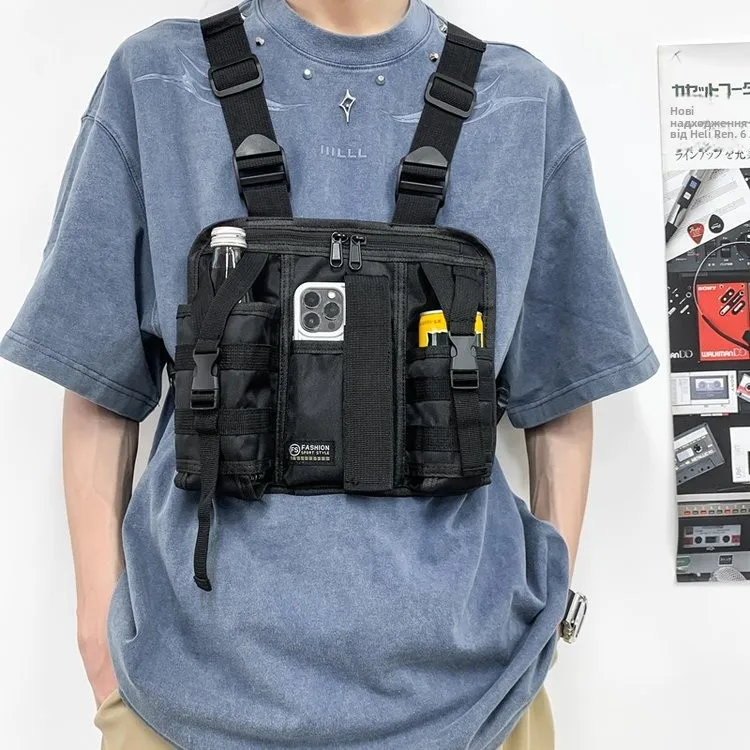 New Multifunctional Tactical Chest Bag Motorcycle Riding Street Sle Vest Bag Casual Leisure Inner Patch ket Soft Nylon F...