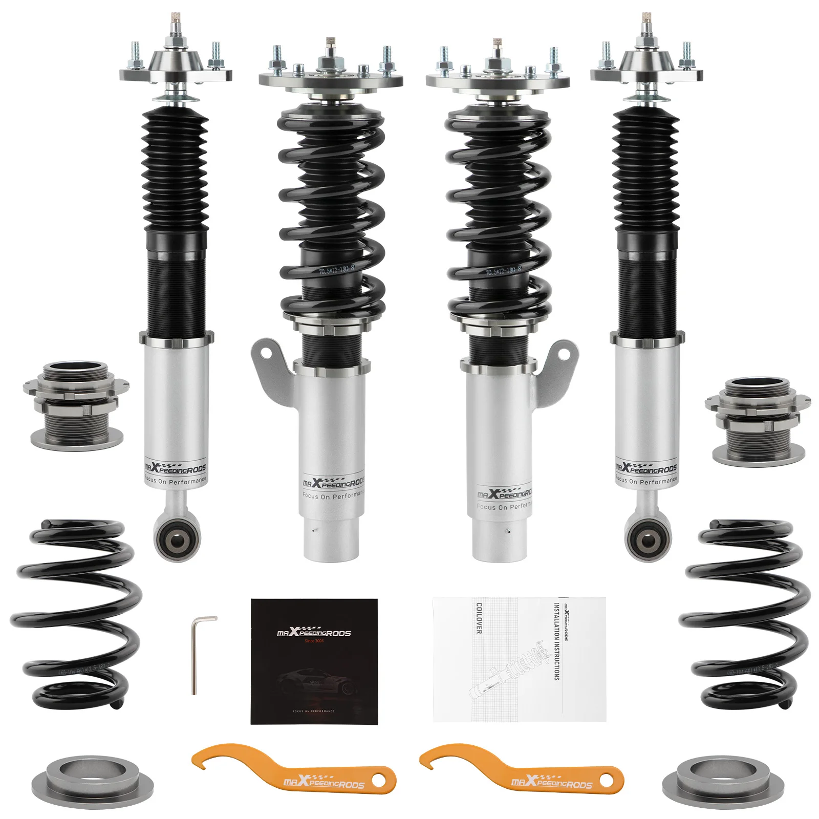 

MaXpeedingrods Manufacture Adjustable Soft Hard Coilover Suspension Shocks for BMW 3 E46 Coupe 320ci 325ci 330ci 320cd 330cd