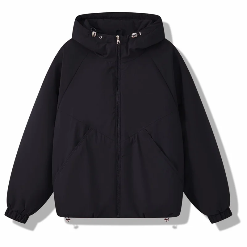 패션 재킷 여성용 신상 가을 겨울 2025 후드 따뜻한 솜 패딩 코트 끈 조절 캐주얼 아우터 루즈 여성용 외투 상의