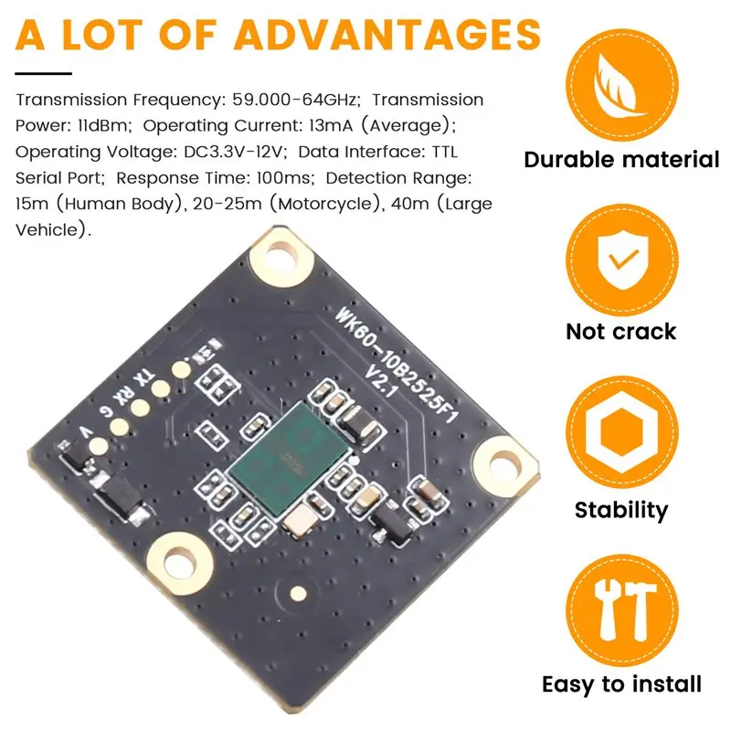 ABIB -Electric Vehicle Blind Spot Monitoring For Lane Change And Merging Assistance 60Ghz Millimeter Wave Radar (25-Meter)