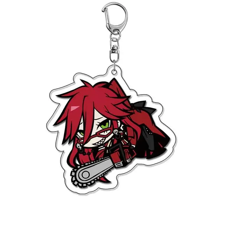 Anime Black Butler Keychain Cartoon Ciel Phantomhive Sebastian Michaelis Acrylic Bag Tag Keyring Pendant Accessory image 4