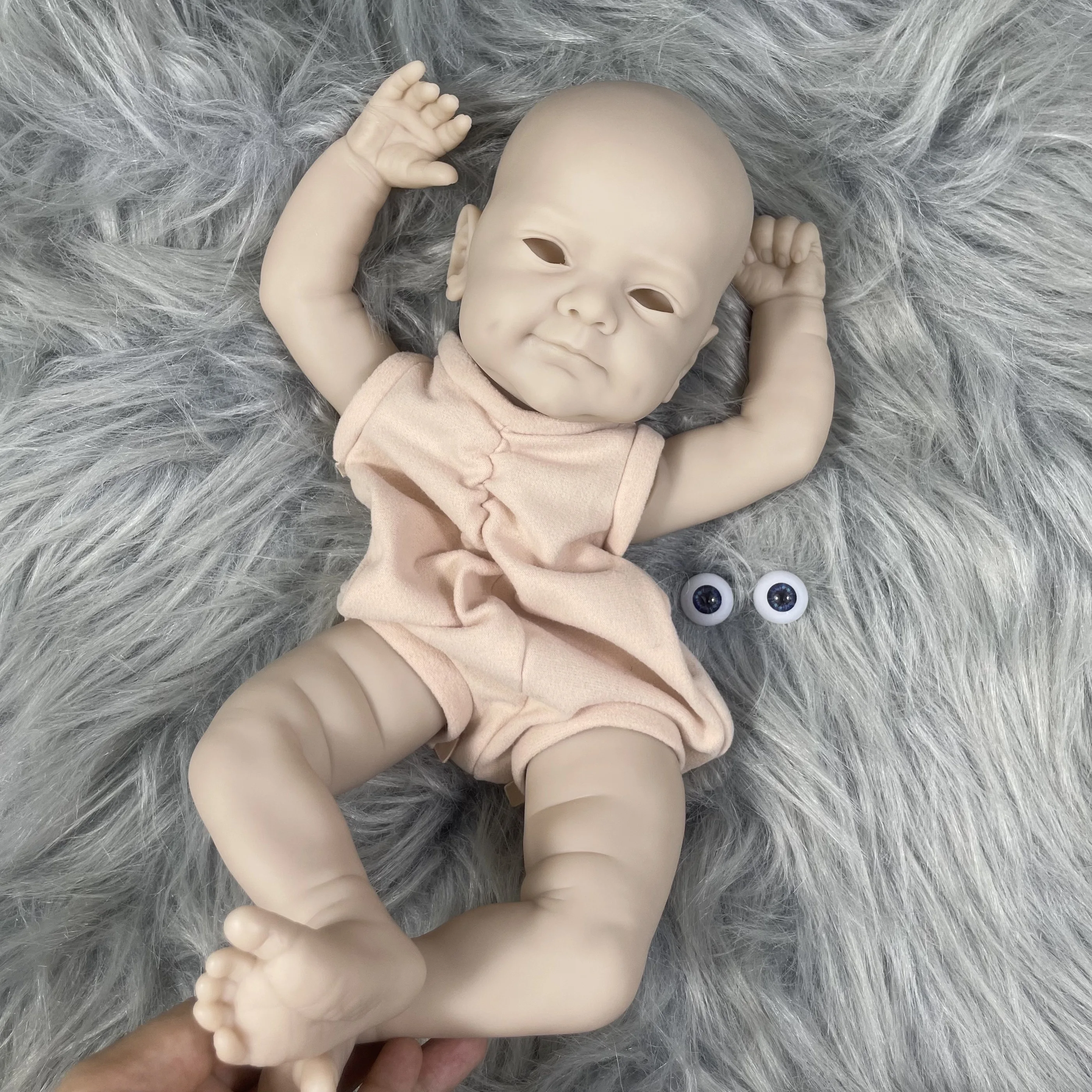 MRB 19 Inch Vinyl Reborn Doll Kit Sanya Lifelike Unfinished Unpainted Fresh Color Blank Vinyl Newborn Doll Mold with Eyes