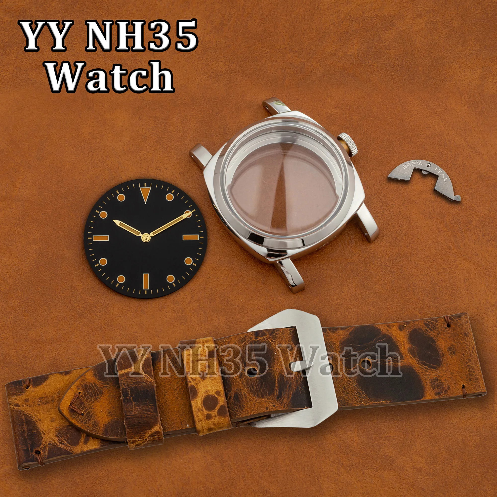 47mm Watch Case for PAM 6152 Sapphire Crystal 10ATM Waterproof Case fit ETA 6497/6498/ST3600 Automatic Movement Watch Mod Parts