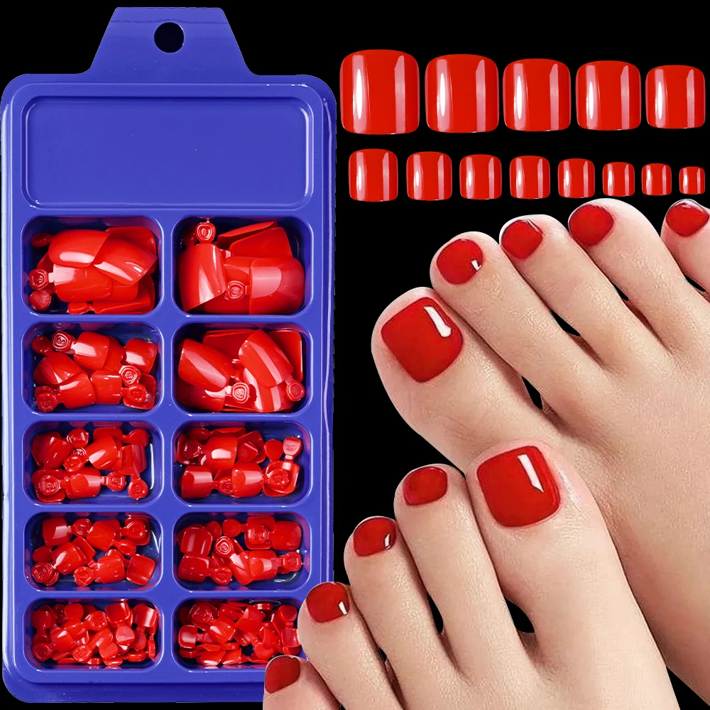 120Pcs Glänzend Schwarz Drücken Auf Zehennägel Kurze Quadratische Volle Abdeckung Gefälschte Zehennagel Tipps für Sommer Frauen Falsche Fuß Nagel spitze Verlängerung & – Detail 8