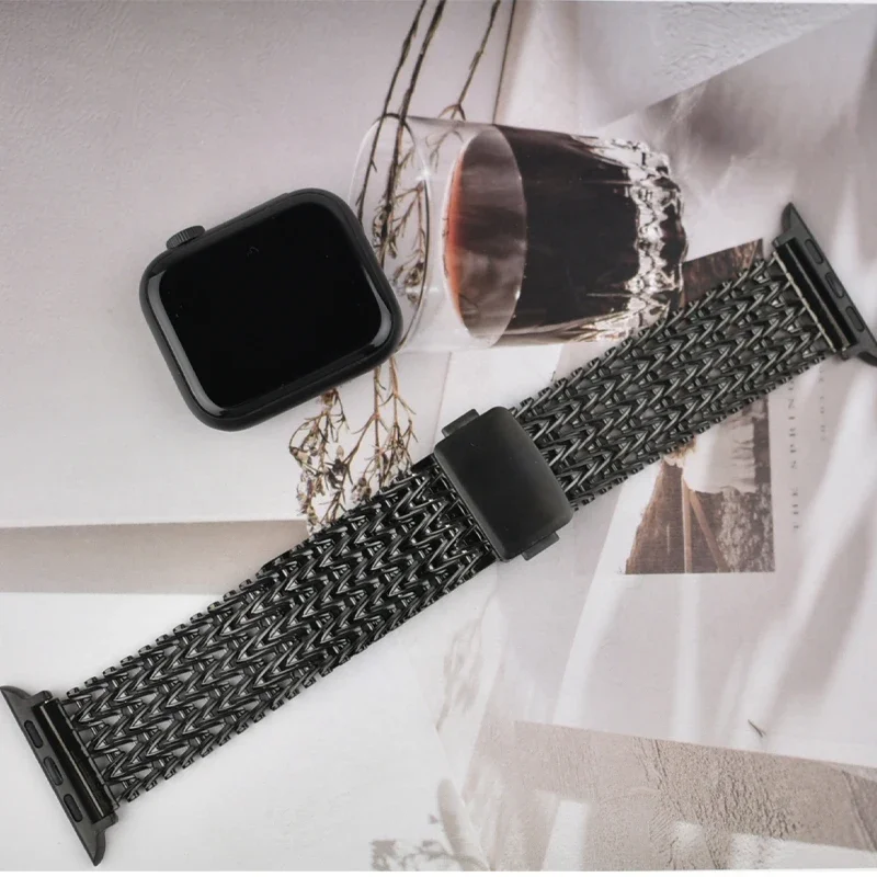 Magnetic Stainless Steel Strap for Apple Watch Band 10 46mm 42mm 49mm 45mm 41 44mm Metal Bracelet IWatch 9 8 7 6 3 5 Se Ultra 2