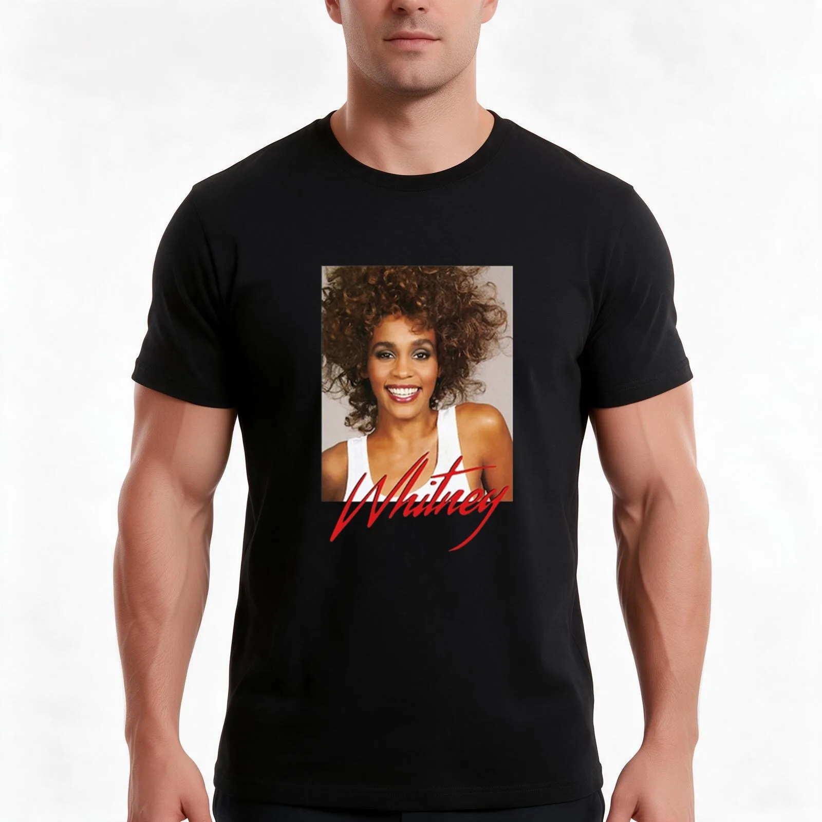 Whitney Houston Official Smile Vintage T-Shirt, Summer Casual Cotton Tee, Oversized Streetwear Tops, Vintage Graphic Print
