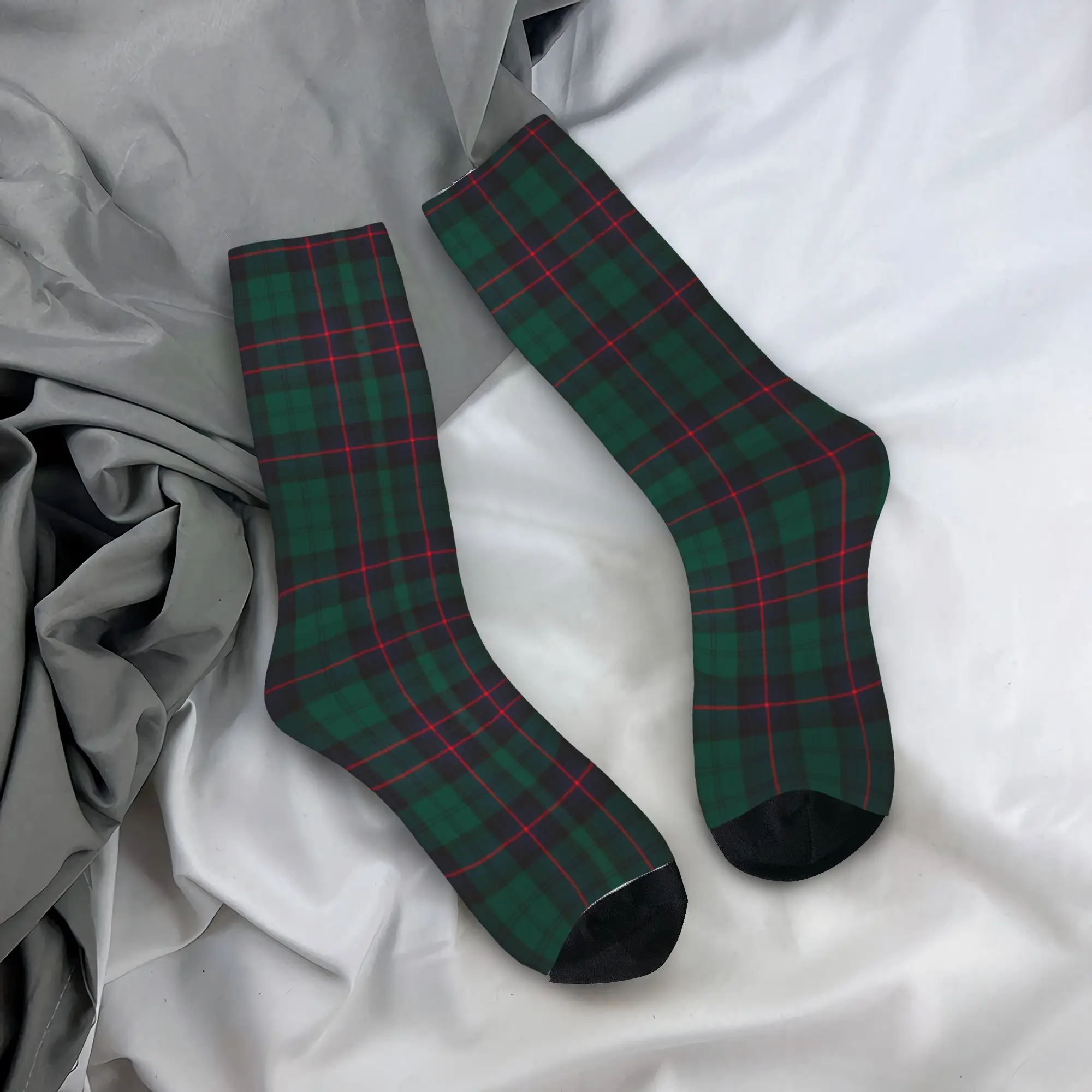 Custom Modern Tartan Plaid Dress Socks Mens Womens Warm Fashion  Crew Socks