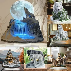 Full Moon Wolf Howl Statue,2D Flat Acrylic Figurine,Home,Office,studio,Cafe,room,display Case,Table Ornament Desktop Decor Gift