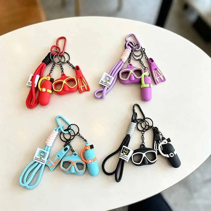 Cute Diving Themed Silicone Keychain With Wrist Lanyard: Mini Gear Charms Divers Daily Bag Decoration