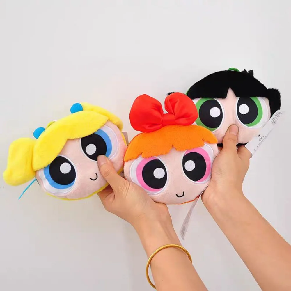 Genuine The Powerpuff Girls 13Cm Plush Coin Purse Keychain Kawaii Portable Headphones Lipstick Charging Cable Storage Bag Gifts