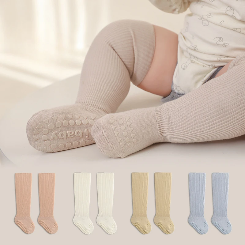 

2024 Home New Product Baby High Socks Loose Mouth Boneless Double Needle Solid Color Newborn Baby Long Sock Over The Knee Socks