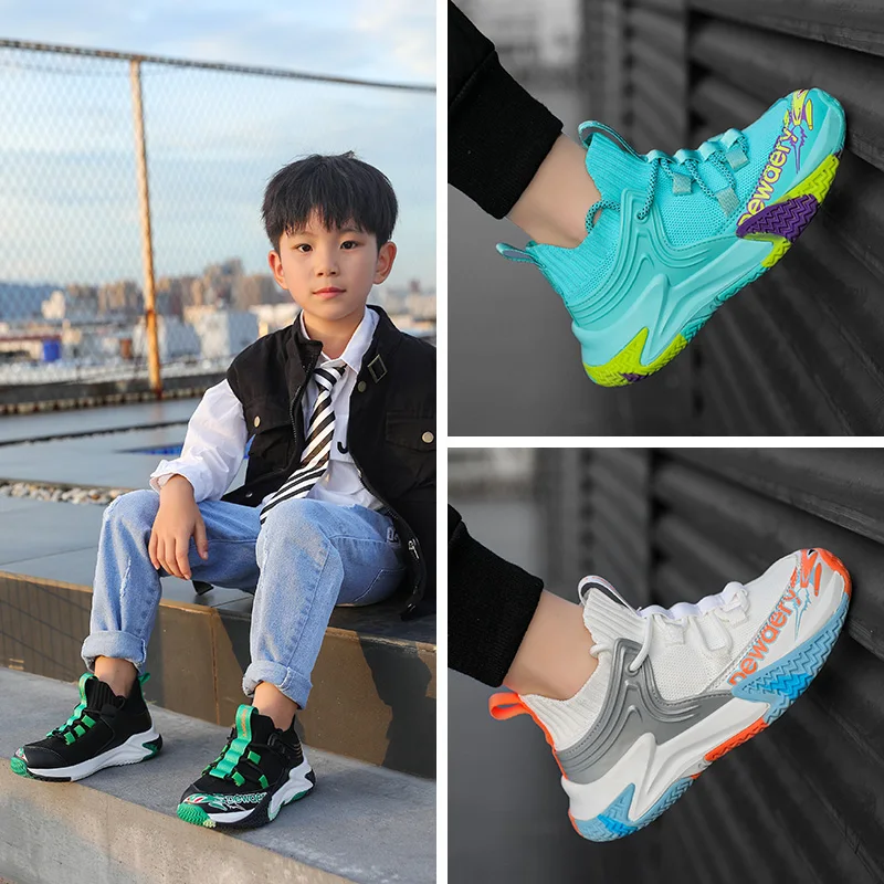 Children's High Top Casual Shoes Girls Running Shoes Non-slip Children's Sports Shoes Comfortable Breathable Basketball Shoes