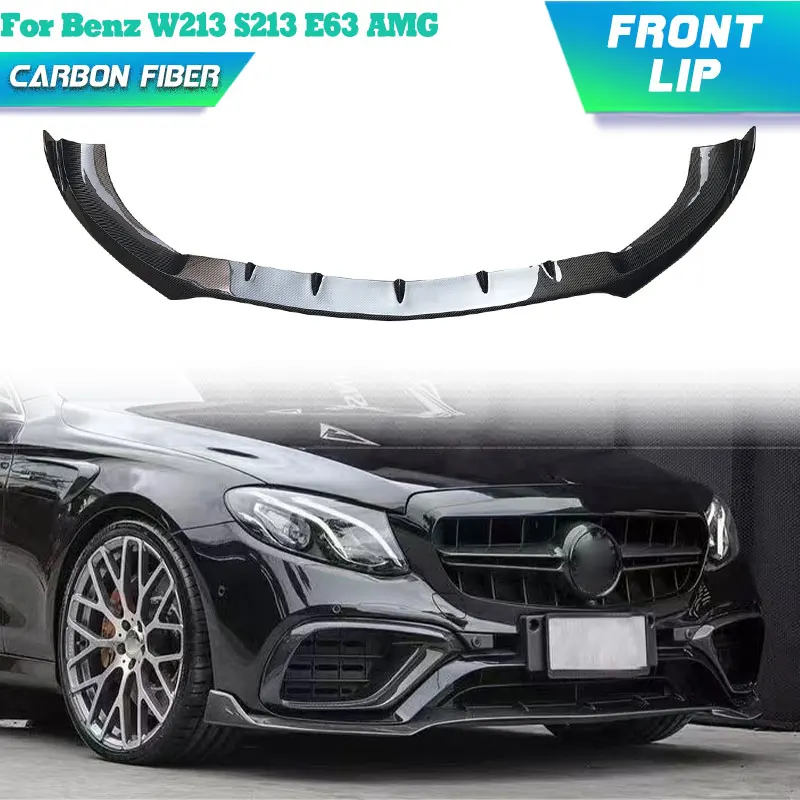 

Спойлер на передний бампер автомобиля из углеродного волокна для Mercedes-Benz W213 S213 E63 AMG Sedan 2016-2020, фартук на подбородок, комплект кузова