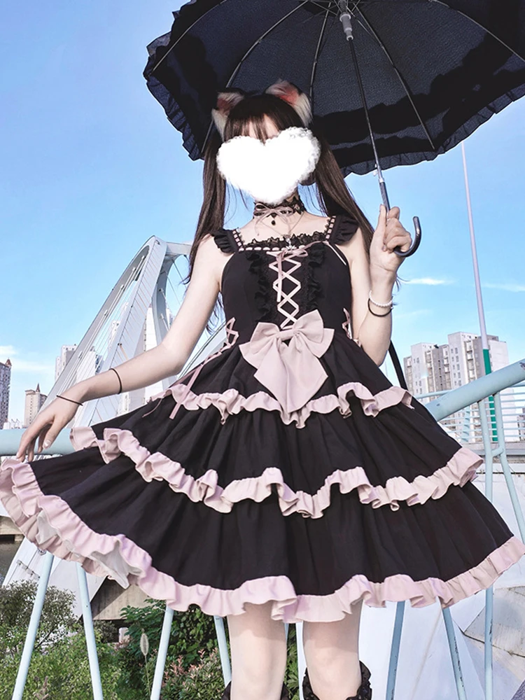 Originele Lolita Halloween Jurk Prinsessenjurk Dagelijks Donker Gothic Lolita Jurk Lief Meisje Theekransjesjurken