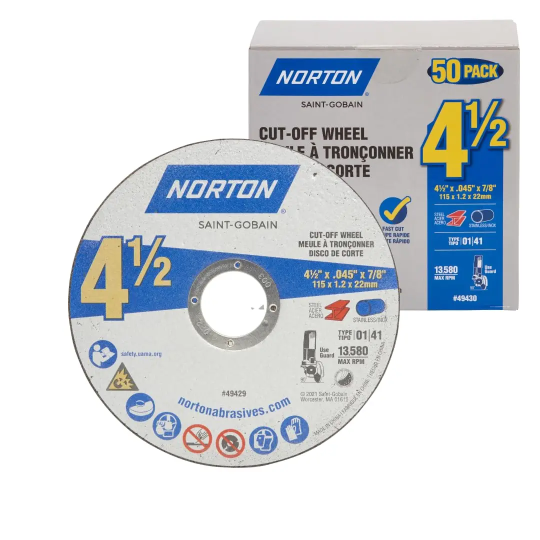 

50-Pack 4.5 Inch Metal Cutting Discs for Angle Grinders, High Performance Stainless Steel Compatible