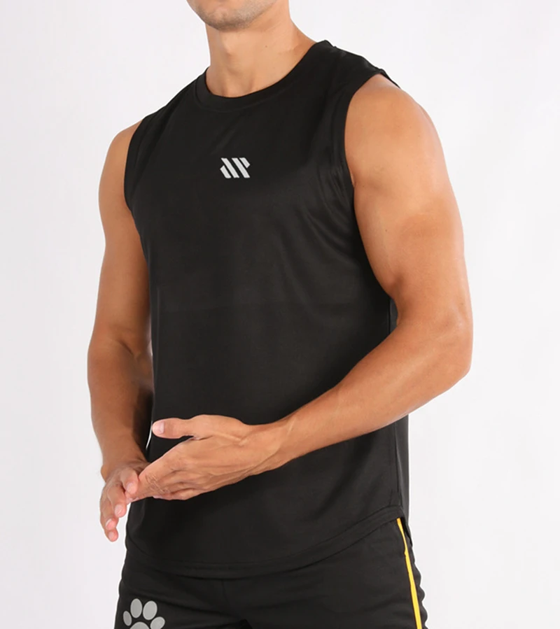 Summer new men's running sleeveless T-shirt vest, patterned print, mesh quick-dry breathable, loose sports training vest
