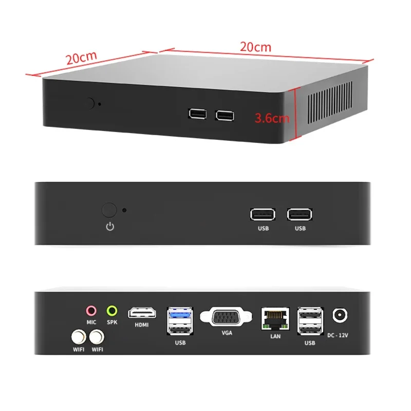 Set completo di mini giocatori di PC per computer industriale senza ventola Core I7 I5 I9 Completo