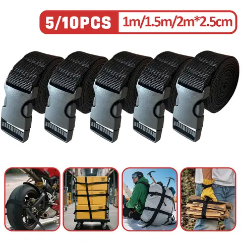 검은 내구성 나일론 1/1.5/2m 여행 묶인화물 넥타이 캠 버클 여행 키트와 수하물 래쉬 벨트 스트랩 야외 캠핑 도구