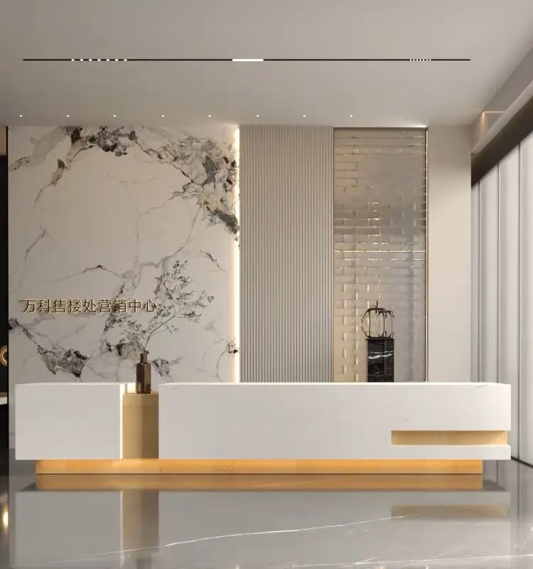 Standing White Table Reception Desks Cashier Counter Desk Office Lectern Reception Desk School Empfangstheke Salon Furniture image 3