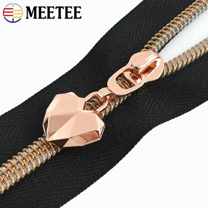 5-50Pcs 5# Metal Heart Zipper Slider for Nylon Zippers Tape Garment Luggage Zips Head Bag Jacket Zip Pull Repair Kit Accessories