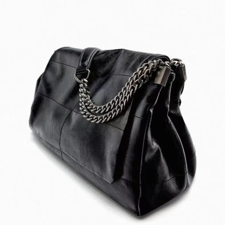 2025 SS Jet Black Tote Bag, Avant-Garde Convertible Shoulder & Crossbody Purse for Women, Trend-Forward Day to Night Carryall