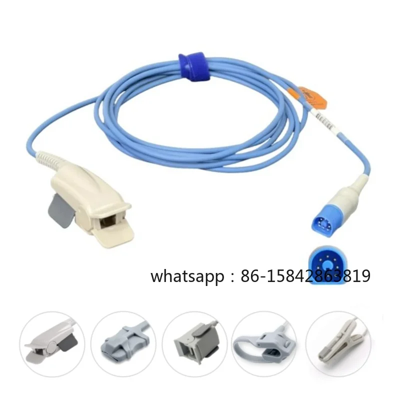 Reusable Adult/ Child/ Animal Vet SpO2 Sensor Probe Compatible for Philips M1196A, M1191AL, M1191BL, Goldway G40, 8-Pin Plug