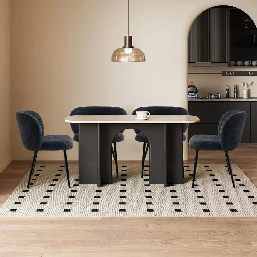 مجموعة كراسي تناول الطعام الحديثة تيدي مكونة من 4 كراسي مريحة للمطبخ بدون ذراع مع وسائد سميكة كرسي مجنح منجد لغرفة الطعام تشا #2