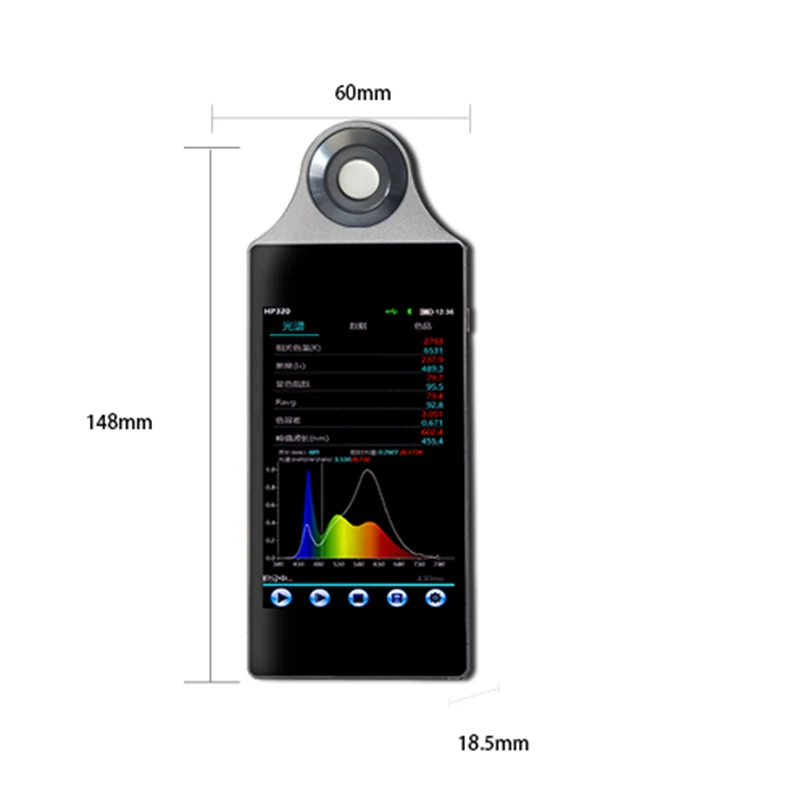 HP330 Handheld Spectrometer 380-780 nm Illuminance Meter Light Color Rendering Index Spectrum Analyzer