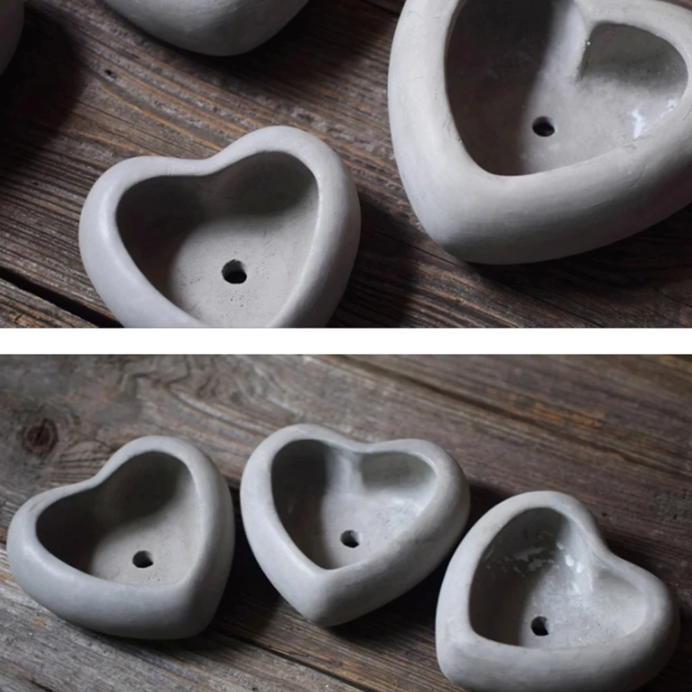 

Silicone mold Heart-shaped Flowerpot Simple Gardening Decoration Succulent Plant Pot Concrete Silicone mold DIY Cement Pot Mold