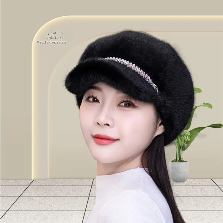 Women's Autumn Winter Beret Hat Quioyan Faux  Folded Eight Corner Soft Brim Casual Warm round Top Travel Cap Polyester F...